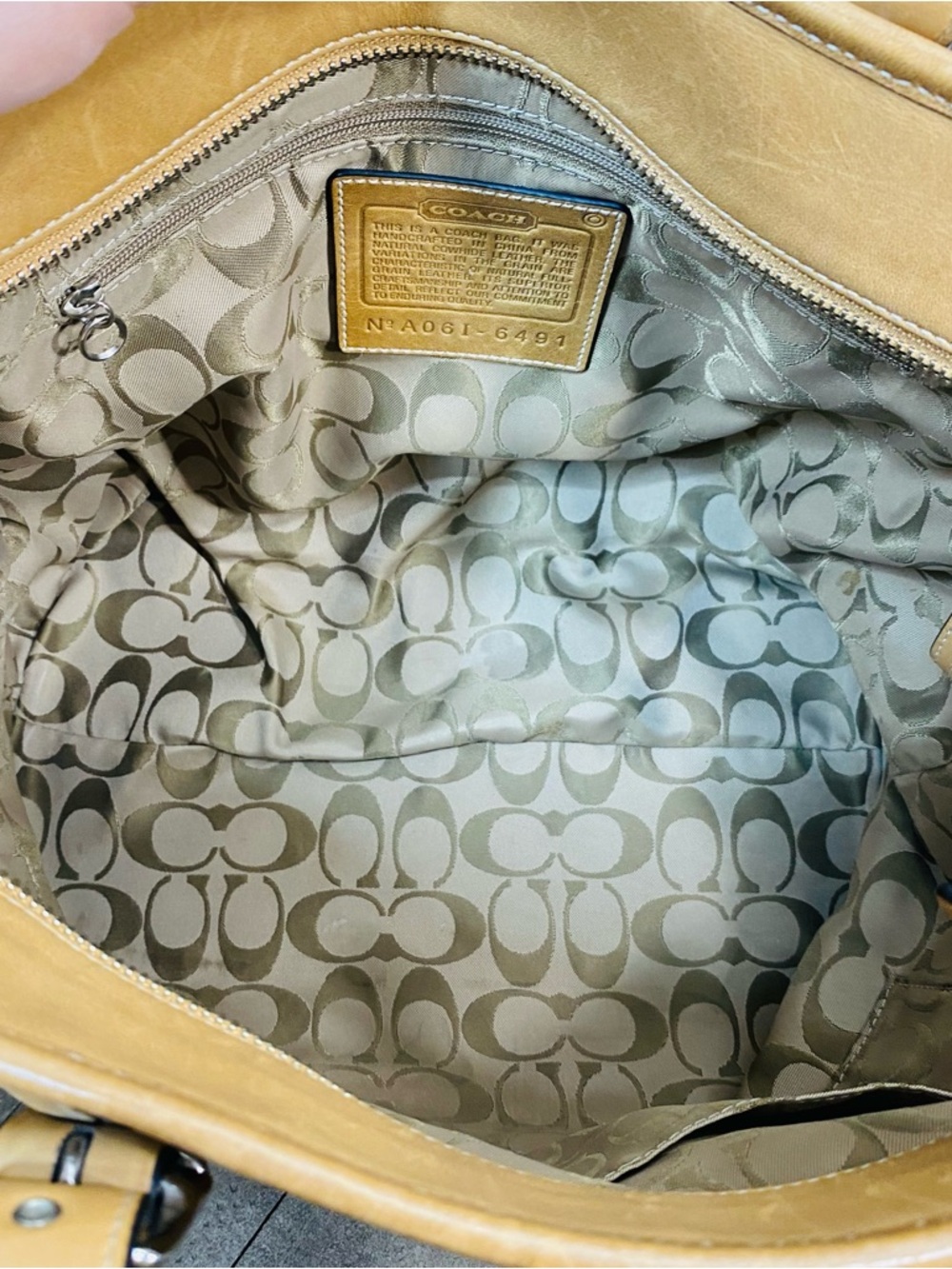 Vintage Coach Hamptons Large Carryall Tote Bag Leather Camel 6491 - Picture 13 of 15